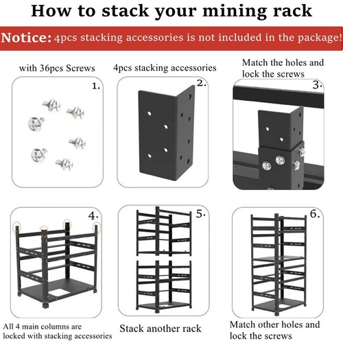 Frame for 12GPU Steel Open Air Miner Mining Frame Rig Case Support to Dual Power - Picture 8 of 8