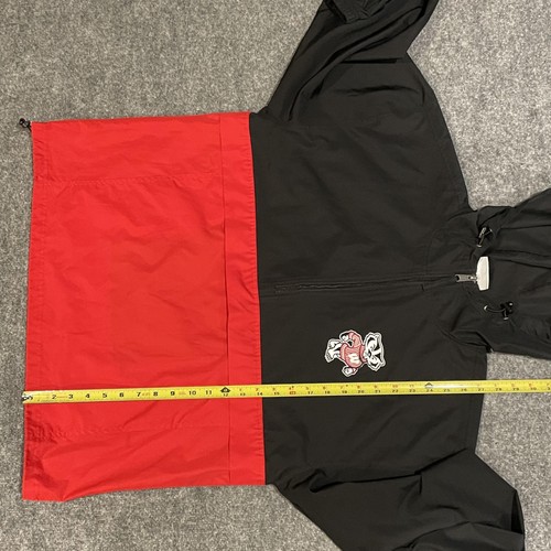 Wisconsin Badgers Anorak Hoodie Windbreaker Jacket Mens L Red Black Champion - Picture 12 of 13
