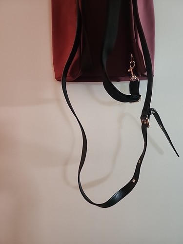 HENRI BENDEL Limited Edition Burgundy Crossbody Backpack Bag With Iconic Stripes - Picture 9 of 13