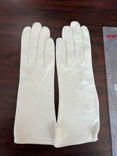 Vintage White Italian Kid Leather 9" Gloves-Issues-Washable--Sz 6 1/2 NEW