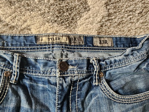 BKE Jeans Herren 33R *33x31* blau Tyler Straight Med Wash Mid-Rise Stretch Denim - Bild 4 von 8