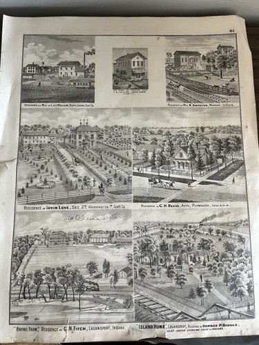 Seltene 1876 Miami Co IN Plat Karte - Xenia Bunker Hill - Baskin Forster Litho - Bild 7 von 11