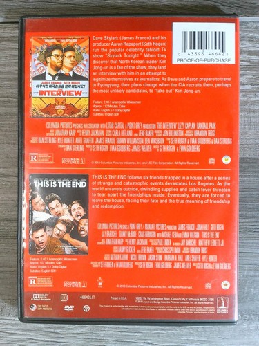 The Interview This Is The End DVD 2013 2014 Double Feature Seth Rogen - Picture 2 of 3
