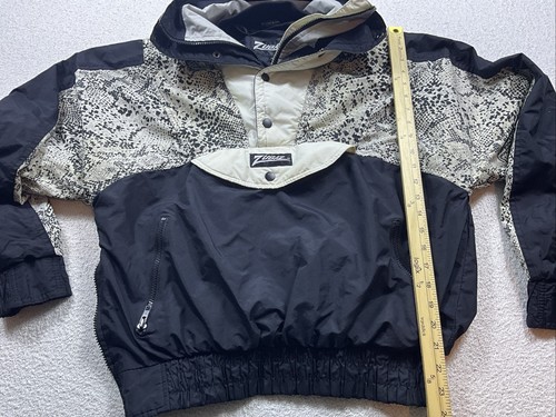 Zubaz Vintage Herren L Windbreaker Pullover schwarz Snakeprint siehe Beschreibung - Bild 9 von 18