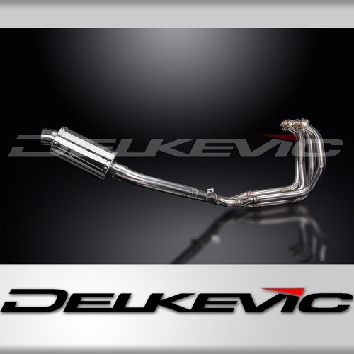 Delkevic Complete Exhaust with 9 Inch Oval Stainless Muffler to fit FZR600R - Picture 2 of 5