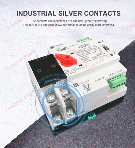 ATS Dual Power Transferschalter 2/3/4P 63A 100A Notstrom-Umschalter 230V/400V su - Bild 6 von 18