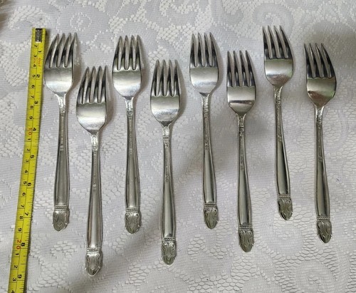 SET OF 8 HOLMES & EDWARDS c1938 DANISH PRINCESS👸 SILVERPLATED DINNER FORKS 🍽 - Picture 6 of 9