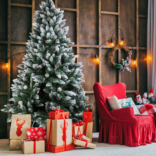 4ft 5ft 6ft 7ft Christmas Tree with Lights Mains Plug in Fairy Lights Xmas Decor - Picture 73 of 161