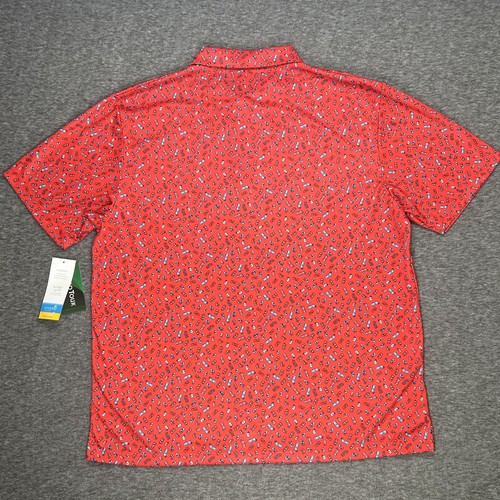 Pro Tour Polo Shirt Mens XXL Red Golf Coolplay Sunplay UPF 50 All Over Print NWT - Bild 8 von 8