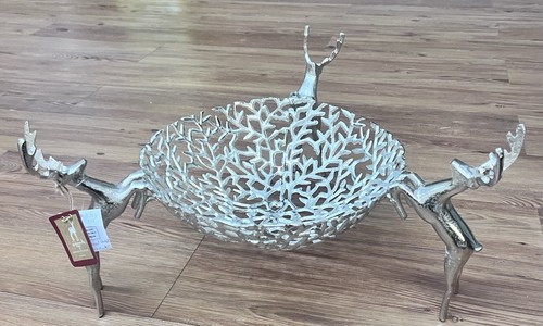 Neu mit Etikett Gardeners Eden atemberaubender Metallkorb aus gehämmertem Aluminium Rentier 20 Zoll Durchmesser - Bild 8 von 18