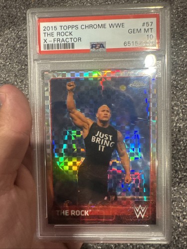 2015 Topps Chrome WWE The Rock #57 X-Fractor PSA 10 Gem Mint Low Pop - Picture 2 of 3