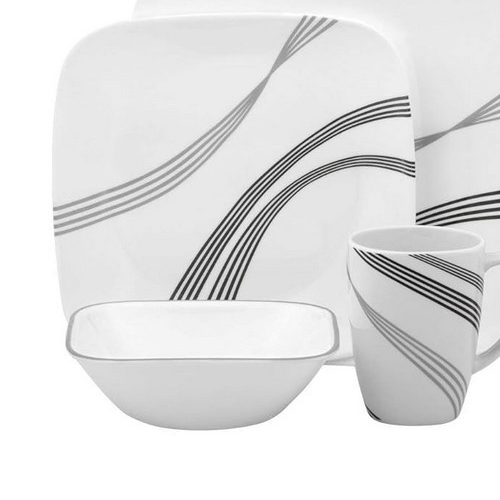 Sie wählen Corelle Urban Arc weiß schwarz grau Speiseschüssel Mittagessen Teller Becher quadratisch - Bild 13 von 15
