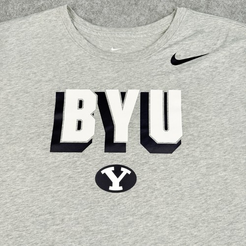 Nike Tee BYU Brigham Young University Long Sleeve Shirt Grey Size X-Large XL - Picture 3 of 8