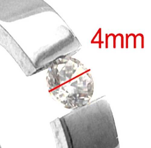 Titanium 5mm Women's TENSION RING with Round 4mm CZ Stone, size 5 - in Gift Box - Picture 2 of 4