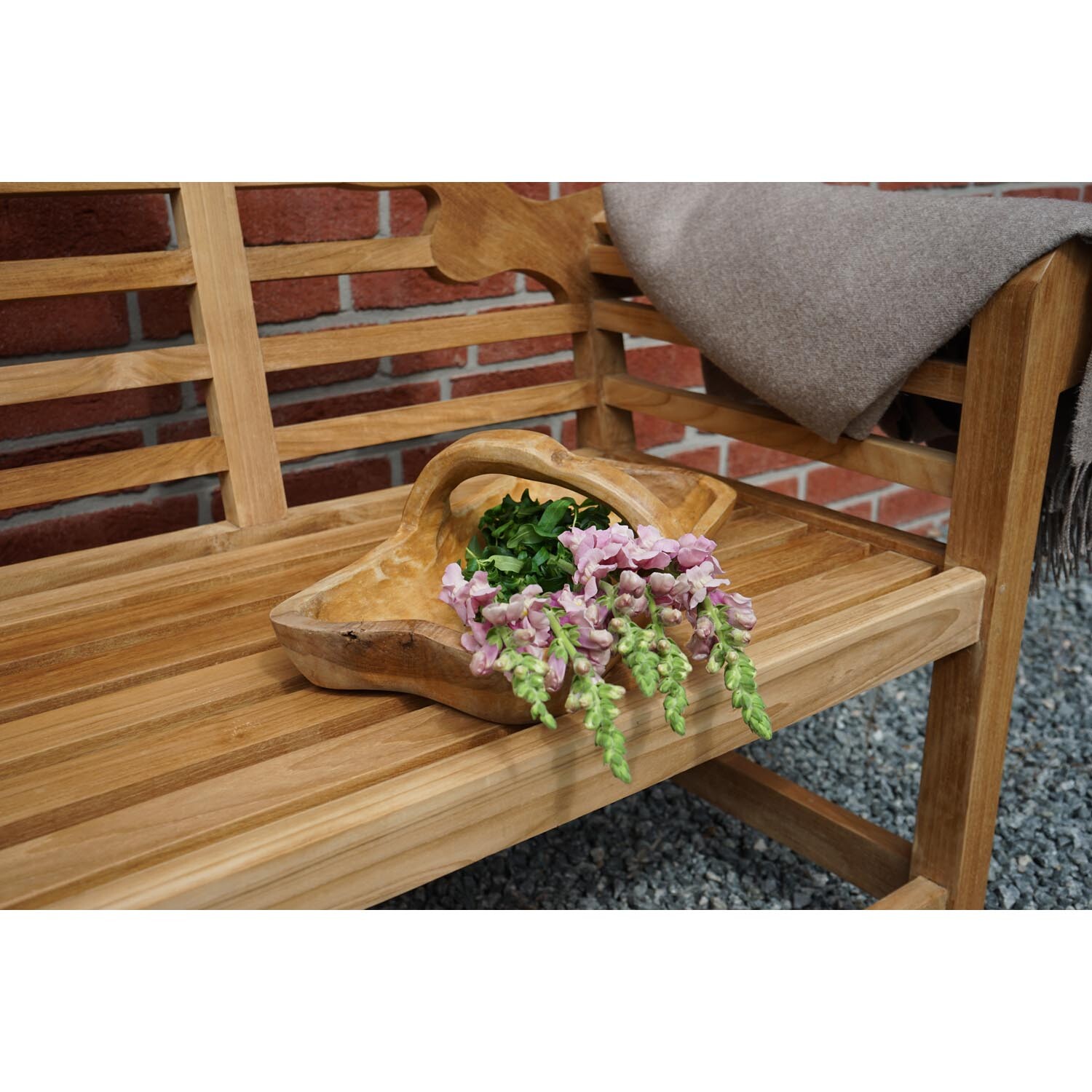 Obstschale, Dekoschale mit Henkel aus Teak Holz, 50 x 20 x 12 cm - Ploß Obstschale, Dekoschale mit Henkel aus Teak Holz, 50 x 20 x 12 cm - Ploß