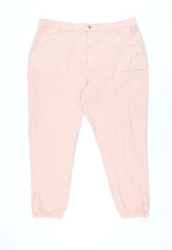 Marks and Spencer Damen Rosa Baumwolle Hose Größe 22 L27,5 Normaler Reißverschluss