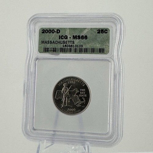 2000  D  Massachusetts State Quarter ICG MS66 - Uncirculated Coin - Picture 1 of 2