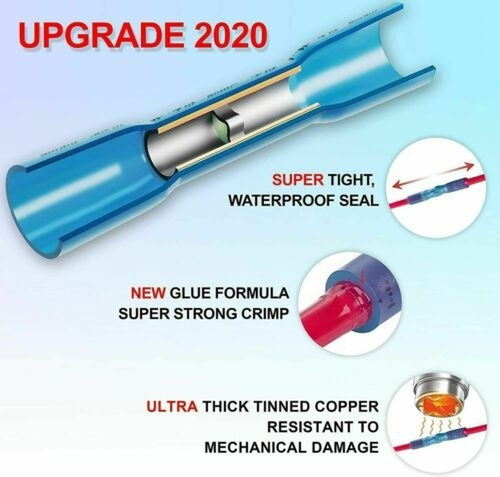 600/400PCS 22-10AWG Heat Shrink Butt Wire Splice Connectors Seal Crimp Terminals - Picture 11 of 30