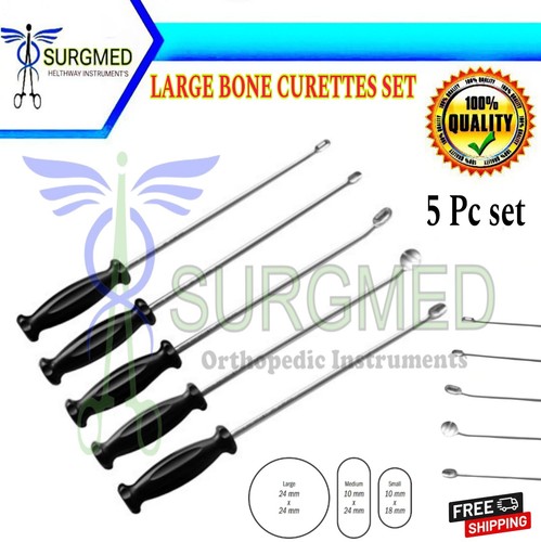 LARGE BONE CURETTES SPINAL SURGICAL ORTHOPEDIC INSTRUMENTS SET - Picture 1 of 3