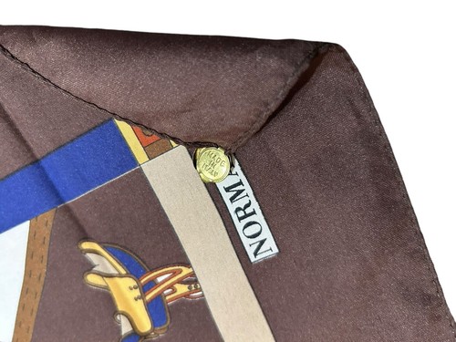 Vintage Norma Dori quadratischer Schal 30" braun beige Reiter Pferd Made in Italy - Bild 4 von 10