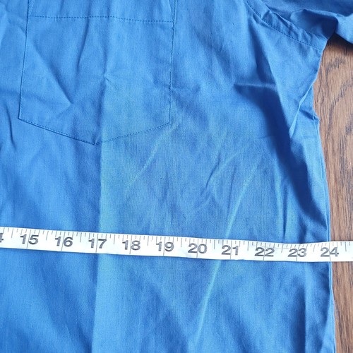 Adolfo Mens Blue Dress Shirt Single Needle Tailoring Long Sleeve Button SZ 18.5 - Picture 7 of 9