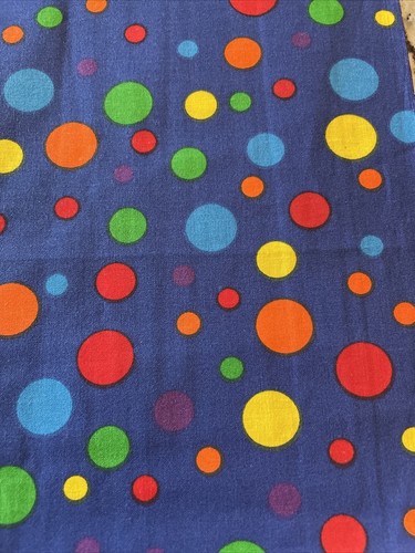 Multicolor Polka Dots on Blue Lightweight Cotton 2 Yard 44” Wide - Picture 3 of 4