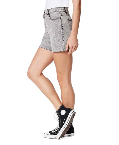 Frayed Denim Women's Grey High Rise Denim Shorts - 25 - Grey - Picture 3 of 3