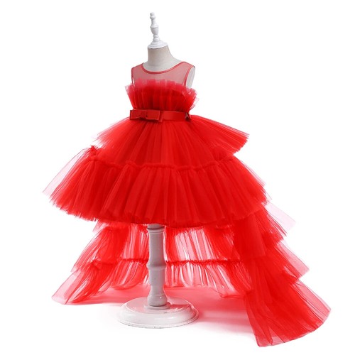 Baby Girls Trailing Bow Lace Princess Dress Party Wedding  Birthday Ball Gown - Bild 7 von 32