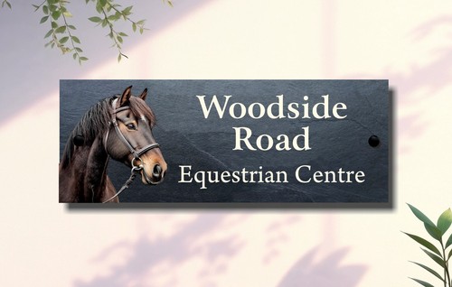 Equestrian Horse High-Quality Natural Slate House Sign Street Name Number - Picture 7 of 16