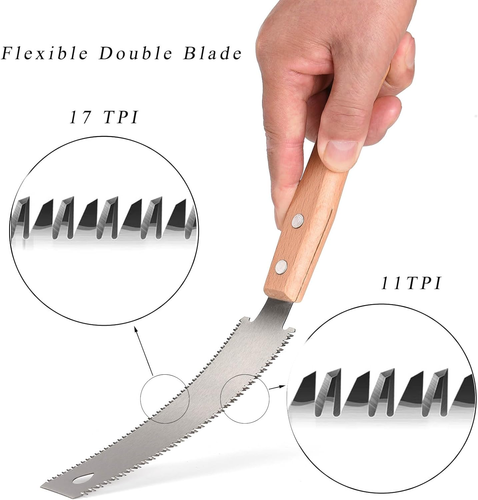 Small Woodworking Hand Saw, 6 Inch Flexible Blade Double Edge TPI 17/11 Pull Saw - Picture 3 of 12