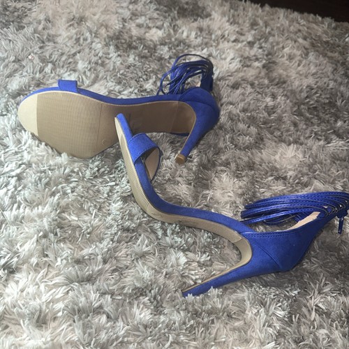 Wild Diva Lounge Heels Stiletto Square Toe Royal Blue Sz 7 Sandals Shoes Women’s - Picture 6 of 7