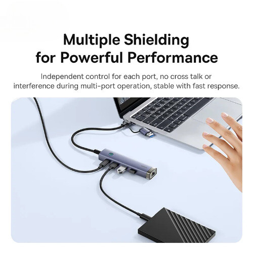 USB Hub Typ-C USB-A Adapter auf USB 3.0 5Gbps Datenübertragung RJ45 Gigabit  - Bild 5 von 15