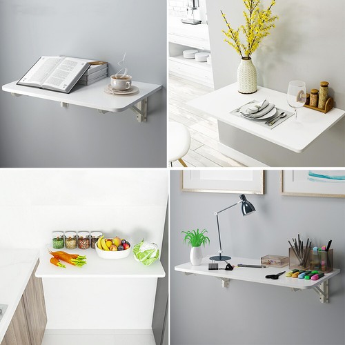 Folding Wall Table Kitchen Dining Table Wall Mounted Storage Shelf Computer Desk - Picture 3 of 36