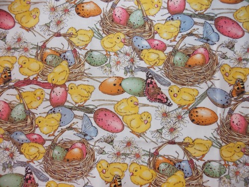 1995 Chickadee Chicks Easter Egg Cotton Fabric 1 yard De Leon Alexander Henry - Picture 10 of 20