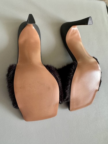 ASOS DESIGN “Heartbreak” Fur Mid-heeled Mules, Black, Size 8 US - Picture 7 of 7