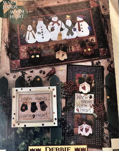 3 WARM HANDS WARM HEART SNOWMAN Quilt Christmas Wallhanging & MITTENS Pattern - Picture 3 of 5