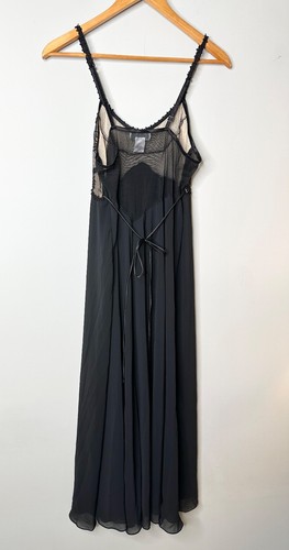 Flora Nikrooz Long Lingerie Chiffon Nightgown Lace Appliqué Sz L Vintage USA - Picture 3 of 6