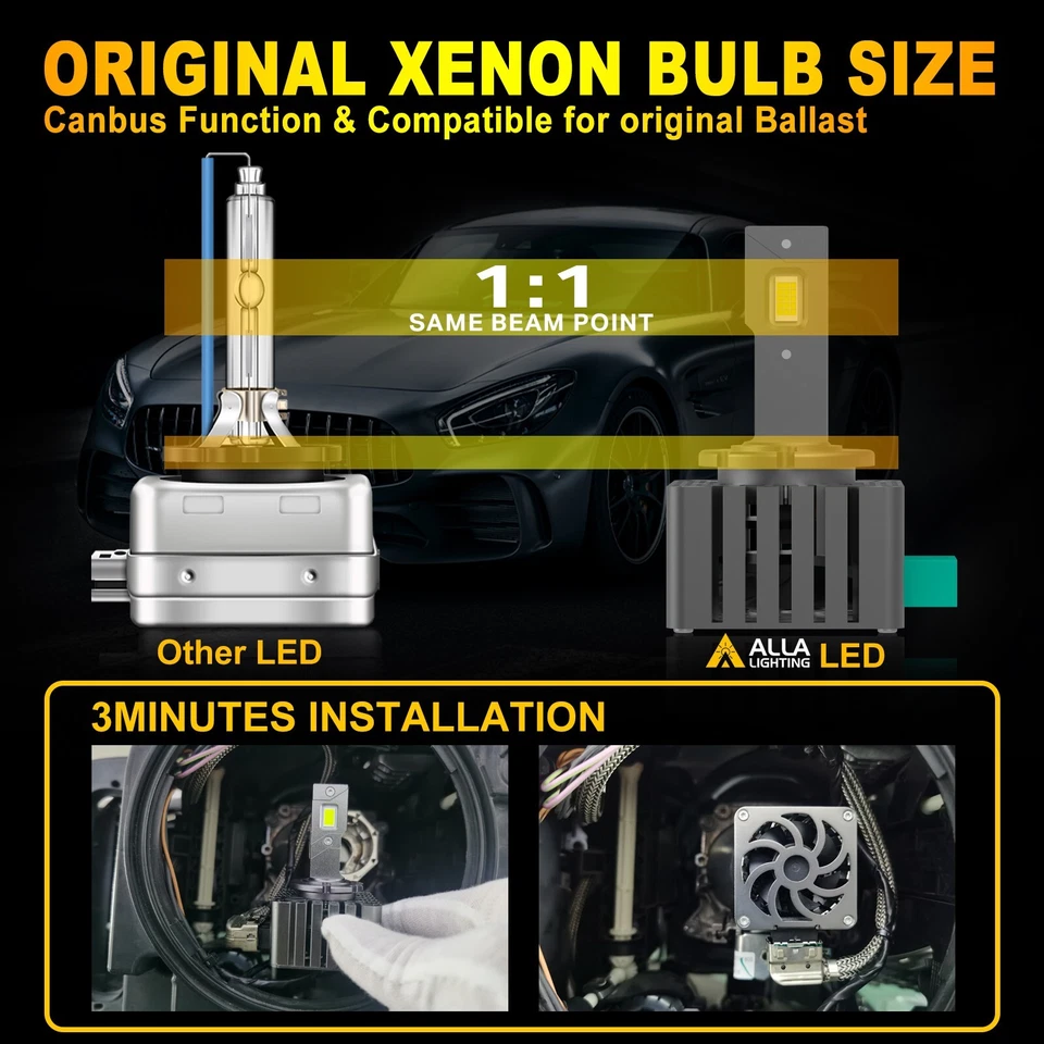 Allá Lighting LED D3S L-NF Bombilla Faro HID Repuesto Super Blanco Brillante 2x Foto 3 de 4
