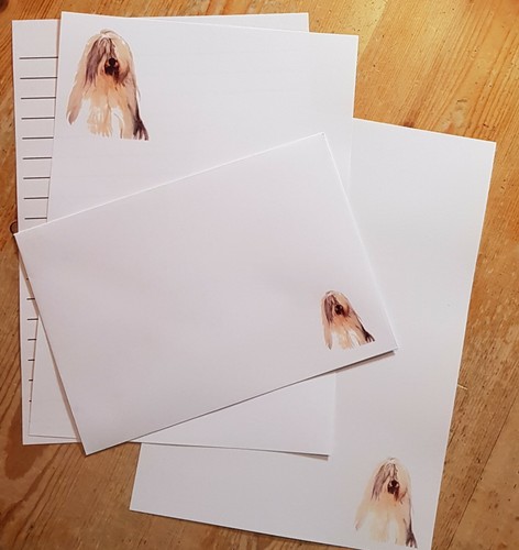 Juego de papel de escribir cartas de perro pastor inglés con sobres a juego 5+5+5 - Imagen 8 de 14