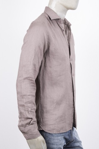 AL MILANO HASELNUSS LEINEN BLUSE 100% SLIM FIT MIT GEPUNKTETEN INTARSIEN SLIM FIT - Bild 5 von 6