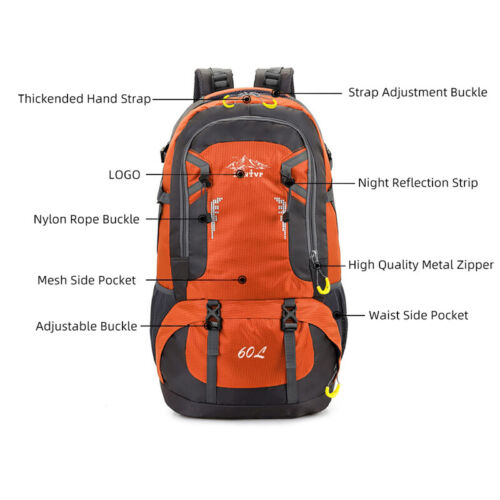 HUNTVP 40L 60L Rucksack Wasserdicht Wanderrucksack Reise Sport Trekkingrucksack - Bild 8 von 50