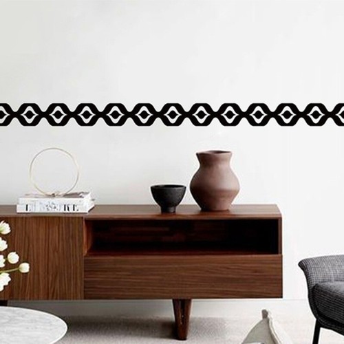 10x200cm Ethnic Living Room Wall Skirting Line Stickers PVC Geometry Print Decor - Picture 8 of 14