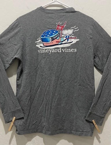 Youth Vineyard Vines T-Shirt Size XL (18) Long Sleeve Crew Neck Pullover Gray - Picture 1 of 5