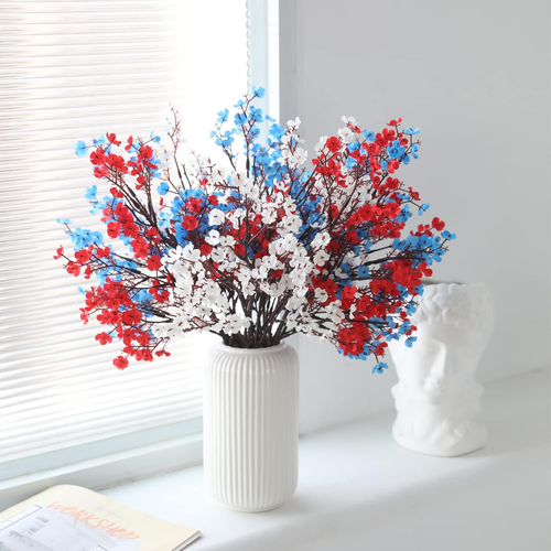 10 Pcs Artificial Babys Breath Floral Arrangement for Independence Day Decor - Picture 7 of 21