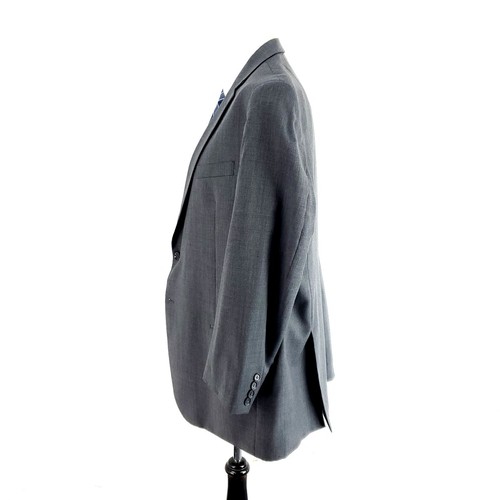 Pronto Uomo Wool 2 Button 2 Piece Suit 44R Portly Gray 40/28 Flat Front High Ris - Picture 5 of 11