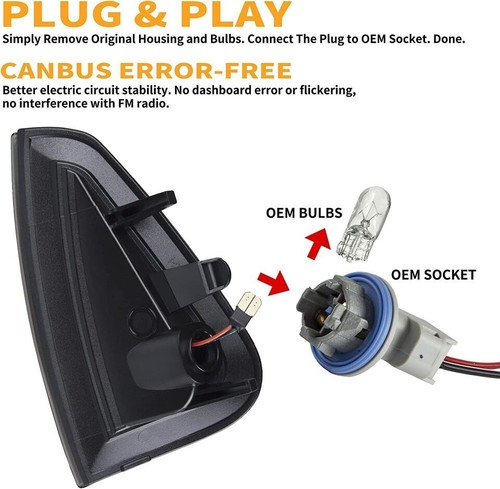 Side Marker Parking Turn Signal Corner Lights For Dodge Charger 2006-2010 Smoked - Picture 7 of 12