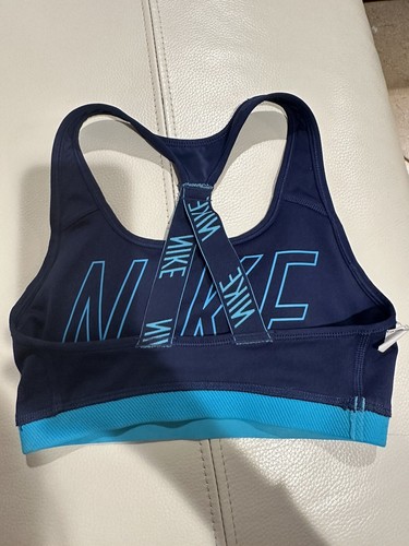 Womens NIKE Dri Fit Athletic Sports Bra XS Blue Racerback Padded - Picture 8 of 10