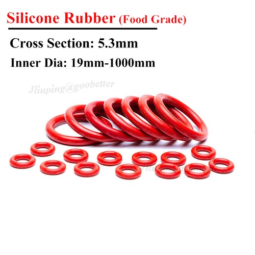 Food Grade Red Silicone Rubber O Rings CS 5.3mm ID 19-1000mm Seals O-Ring Washer