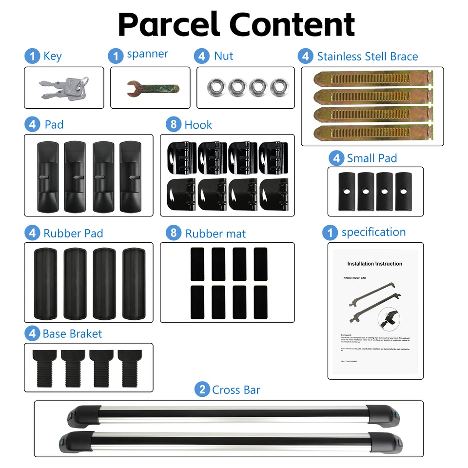 For Audi A3 A4 A5 A6 S3 Top Roof Rack Cross Bar Luggage Cargo Carrier Aluminum - Image 4 of 4
