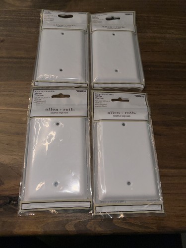 x4 Allen Roth Simple Square Wall Plate White Finish 3.14in 0.22in 4.88in LOT X4 - Picture 4 of 8